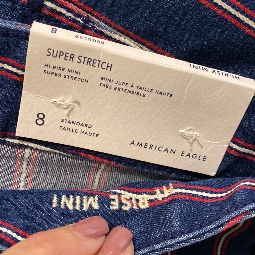 NWT American Eagle | Patriotic High Rise Mini Denim Skirt | Size 8 - Picture 7 of 11